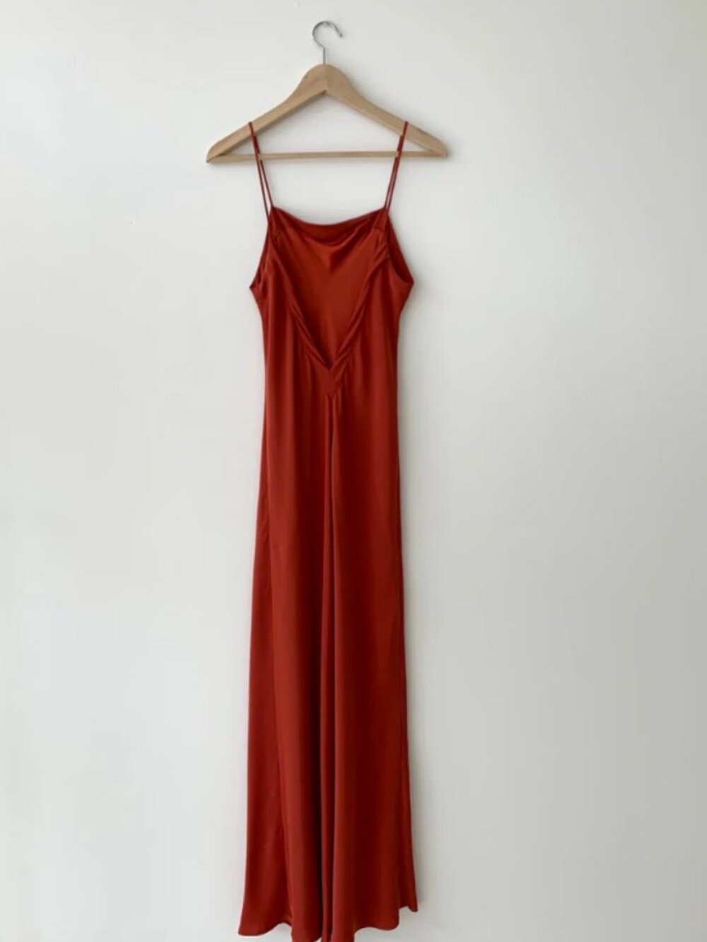 Kamperett 100% Silk Long Slip in Rust - Size L - Picture 2 of 2